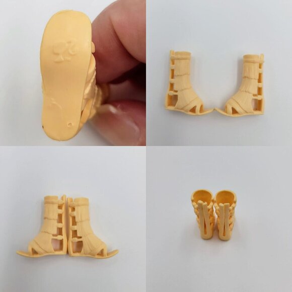 Barbie Accessories Lot Beige Tall Sandals Flat Feet Cherry Red Top Pink Wedge - Picture 6 of 16